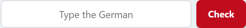 The typing box for entering the German word